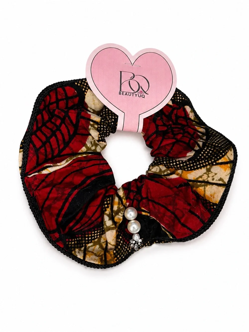 Handmade Red & Black Patterned Scrunchie by